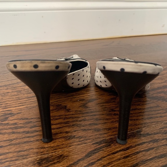 VINTAGE CASADEI SLIP ON HEELS POLKA DOT MADE IN ITALY DESIGNER SHOES - Picture 6 of 9
